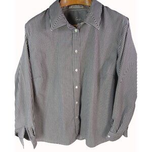 Foxcroft Wrinkle-Free Womens Black Gray Striped Button Up Shirt Size 20W Plus